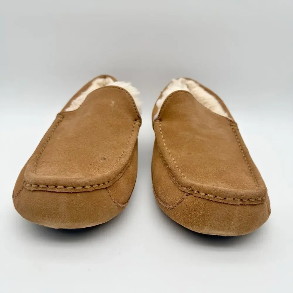 Ugg Mens Ascot Slippers US 9 EU 42 Chestnut Suede Slip On EUC